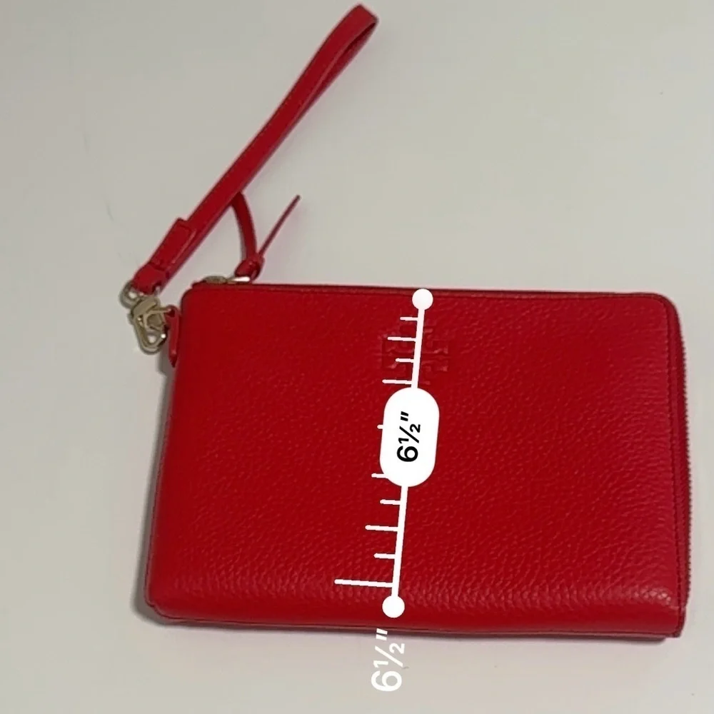 Tory Burch Women's deep red  Large Pebbled zip around clutch/wallet